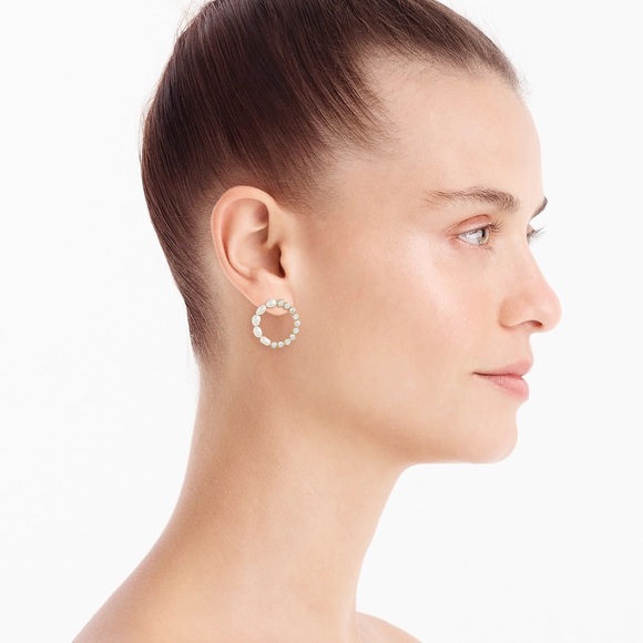 J.Crew Circle Freshwater Pearl & Crystal Earrings - Picture 3 of 3